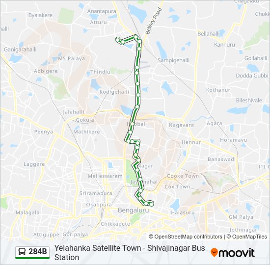 284B bus Line Map