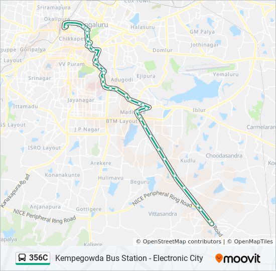 Bangalore Route Map Directions 356C Route: Schedules, Stops & Maps - Electronic City Wipro Gate (Updated)