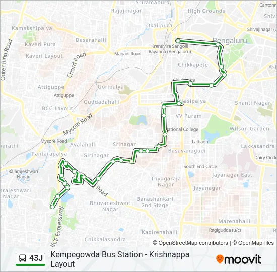 43J Bus Line Map