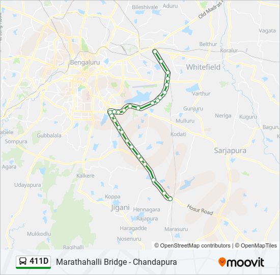 411D bus Line Map