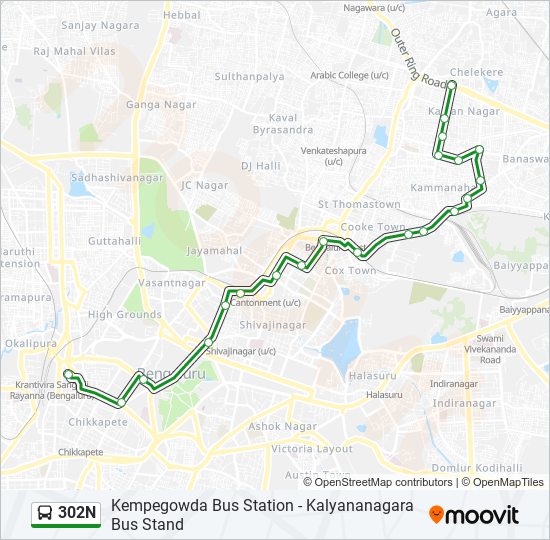 302N bus Line Map