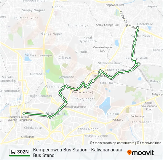 302N Bus Line Map