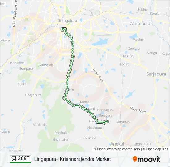 366T Bus Line Map