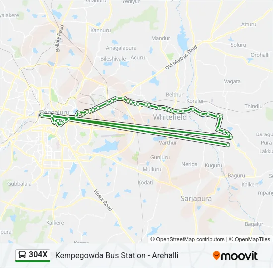304X Bus Line Map
