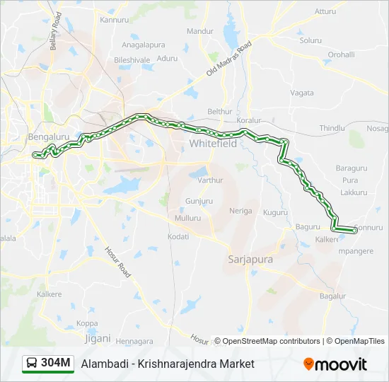 304M Bus Line Map