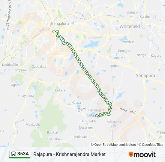 353A Bus Line Map