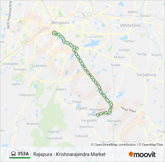 353A Bus Line Map