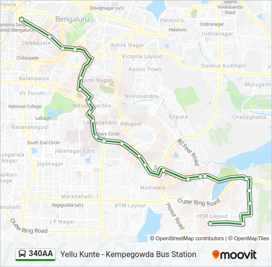 340AA Bus Line Map