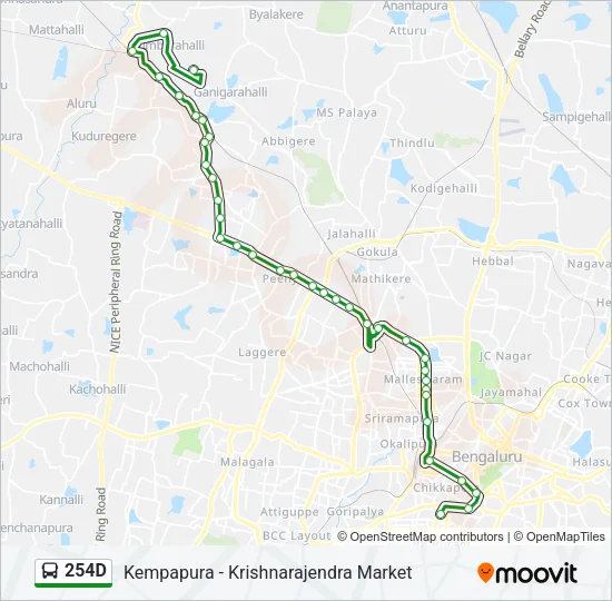 254D Bus Line Map