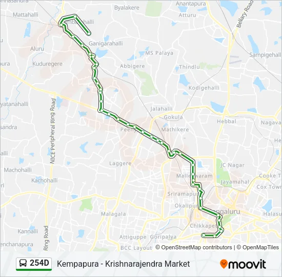 254D Bus Line Map