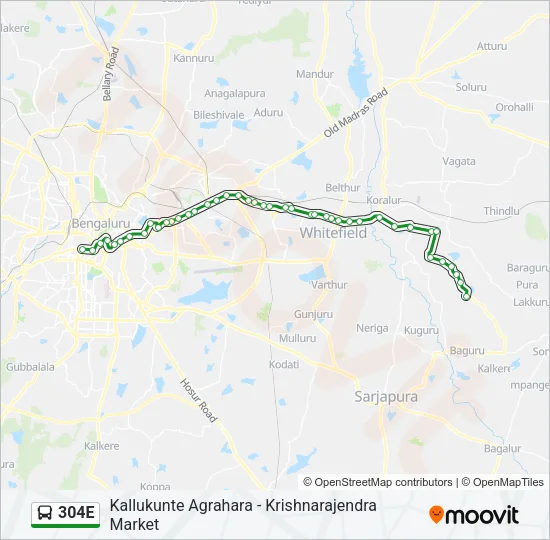 304E Bus Line Map