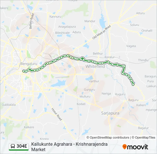 304E Bus Line Map