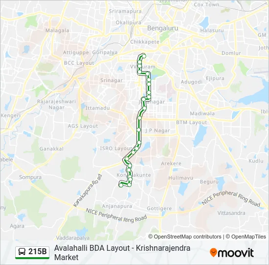 215B Bus Line Map