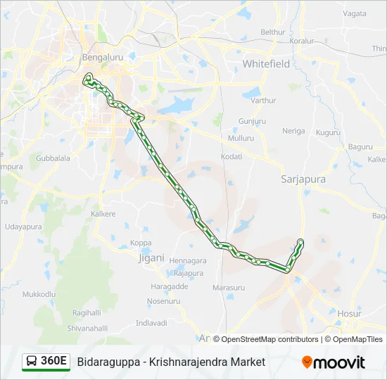 360E Bus Line Map