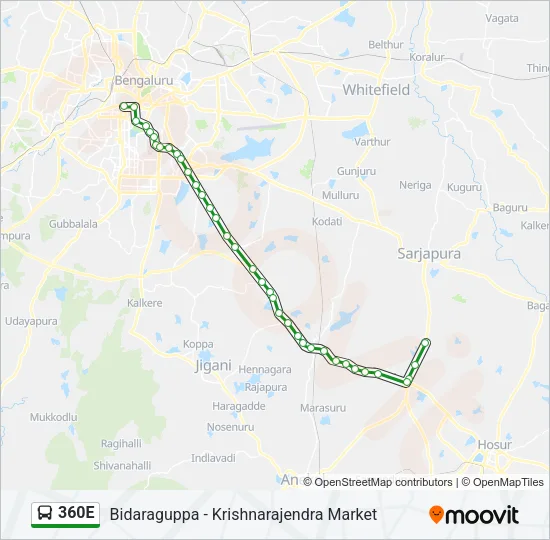 360E Bus Line Map