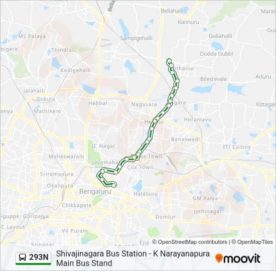 293N Bus Line Map