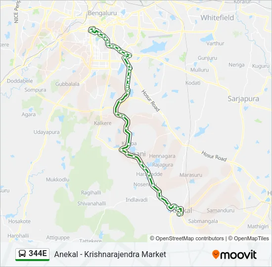344E Bus Line Map