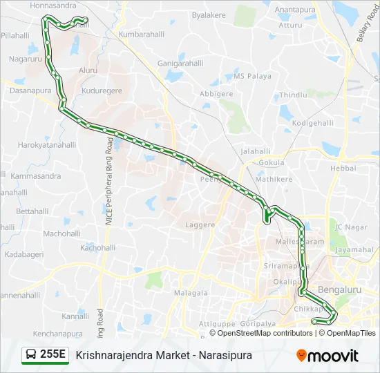 255E Bus Line Map