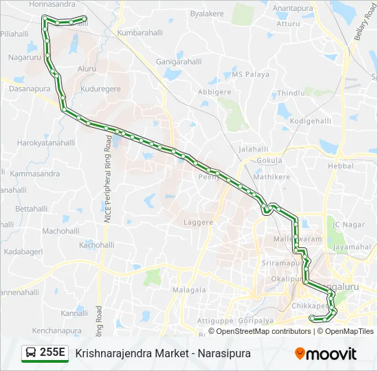 255E Bus Line Map