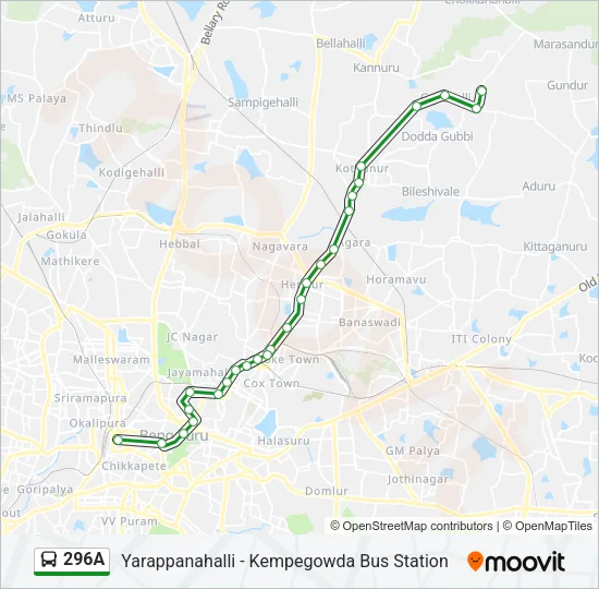 296A Bus Line Map