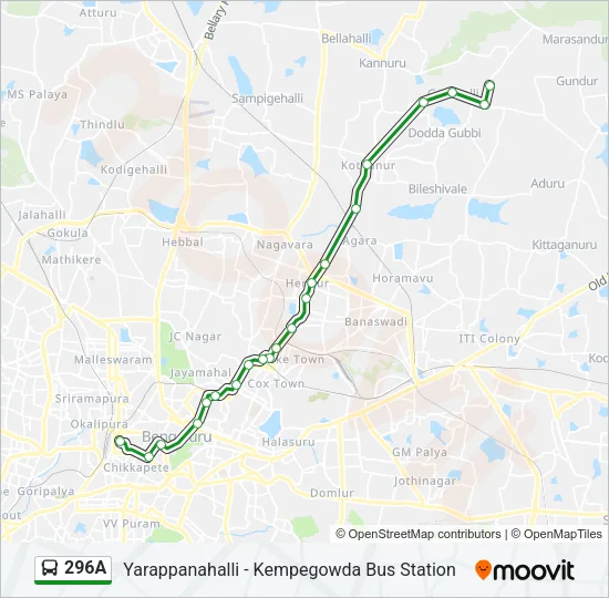 296A Bus Line Map