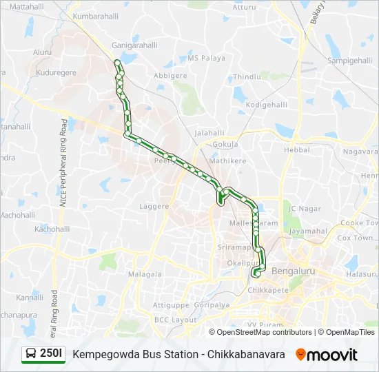 250I Bus Line Map