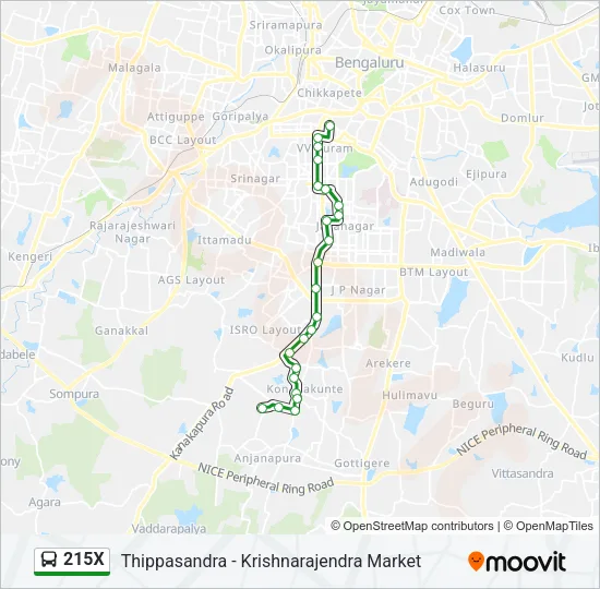 215X Bus Line Map