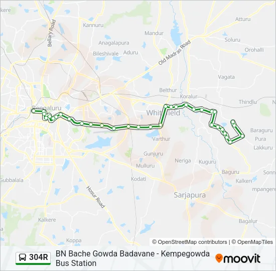 304R Bus Line Map