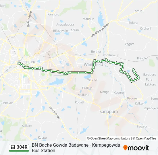 304R Bus Line Map