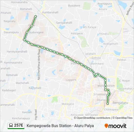 257E Bus Line Map