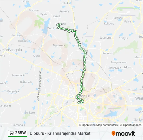 285W Bus Line Map