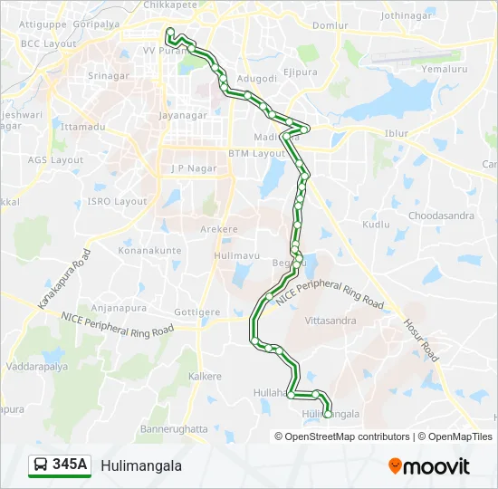 345A Bus Line Map
