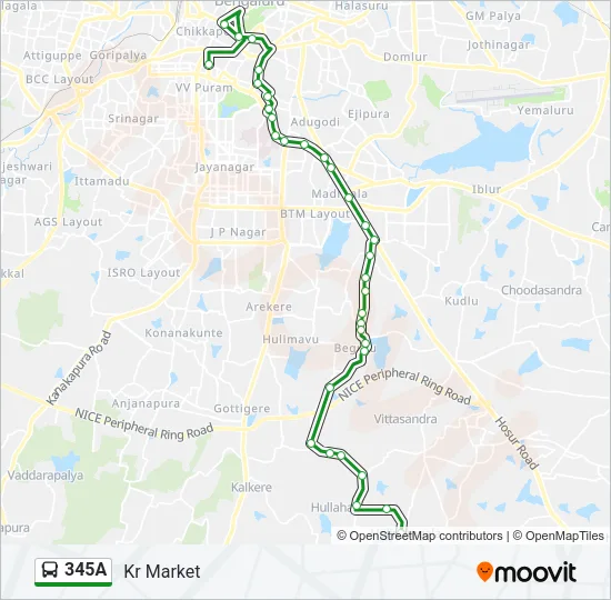 345A Bus Line Map