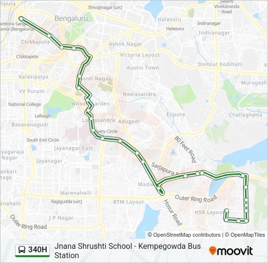 340H Bus Line Map