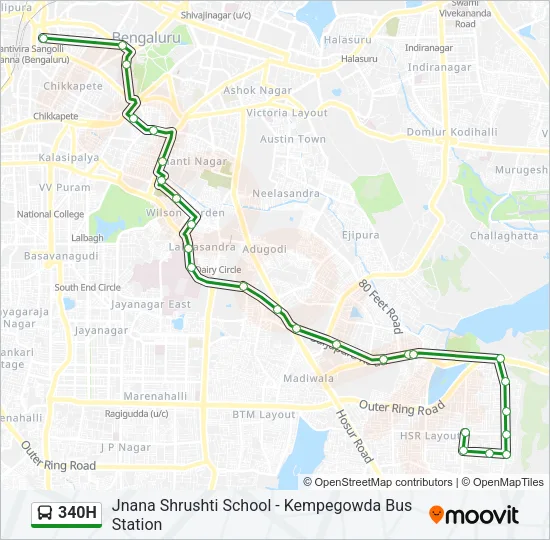340H Bus Line Map