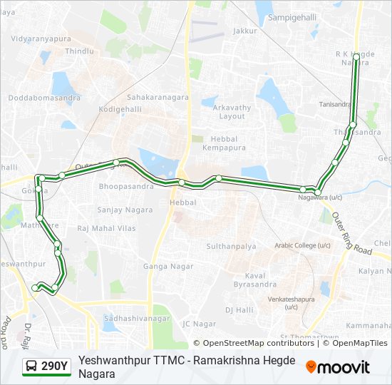 Hegde Nagar Bangalore Route Map 290Y Route: Schedules, Stops & Maps - Ramakrishna Hegde Nagara (Updated)