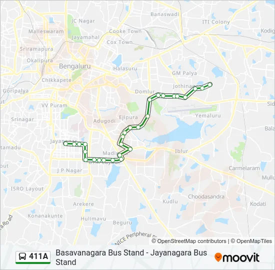 411A Bus Line Map