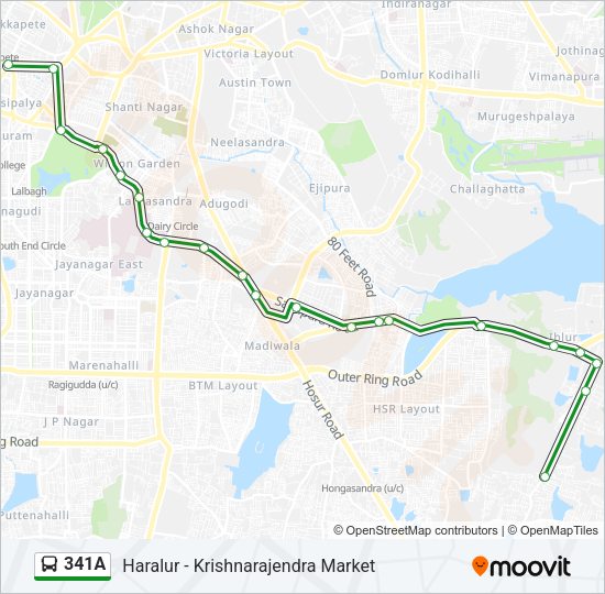 341A Bus Line Map