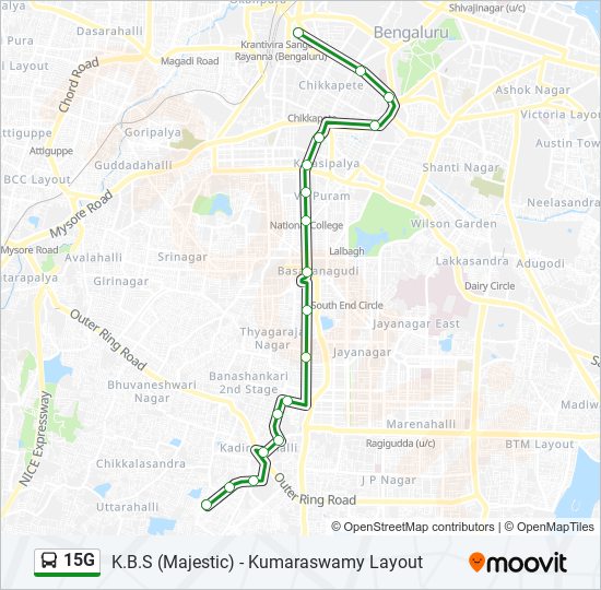 Bangalore Route Map Directions 15G Route: Schedules, Stops & Maps - Kempegowda Bus Station (Updated)