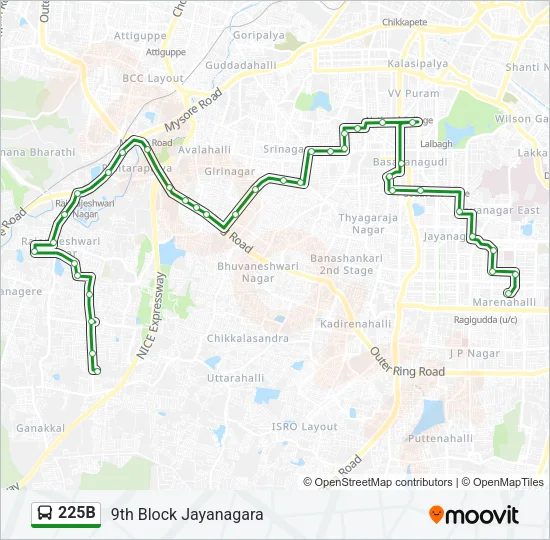 225B Bus Line Map