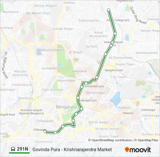 291N Bus Line Map