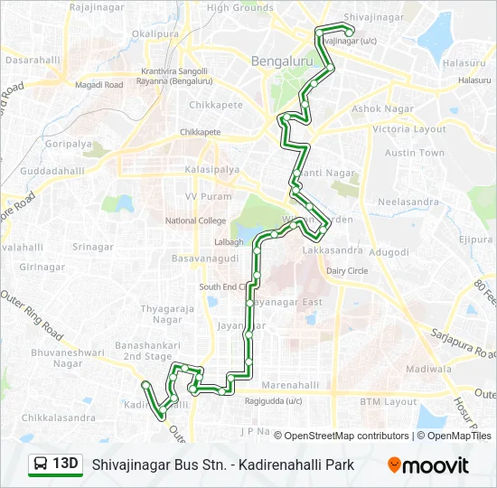 13D Bus Line Map