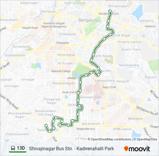 13D bus Line Map