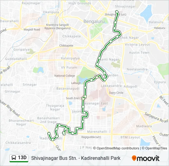 13D Bus Line Map