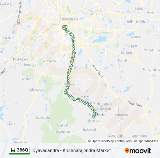 366Q bus Line Map