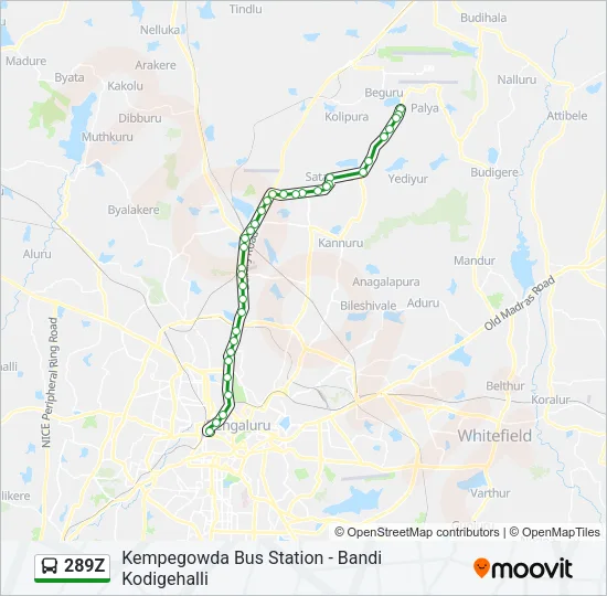 289Z Bus Line Map