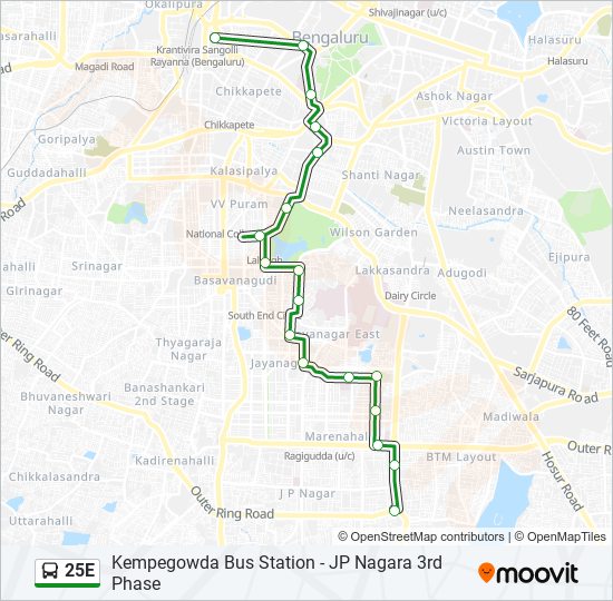 25E bus Line Map