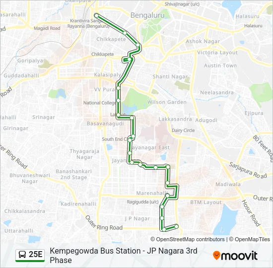 25E Bus Line Map