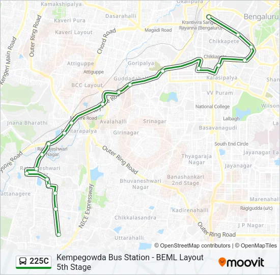 225C Bus Line Map