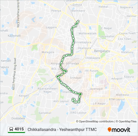 Rajajinagar Metro Station Map 401S Route: Schedules, Stops & Maps - Chikkallasandra Bus Station (Updated)